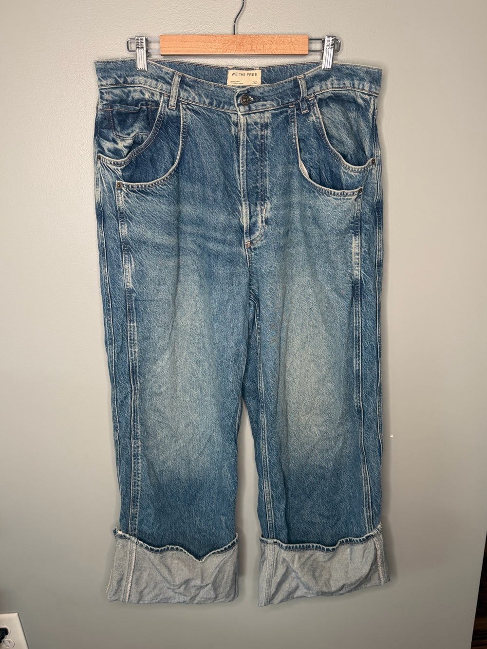 Free People We The Free Final Countdown Cuffed Wide Leg - Picture 2 of 11